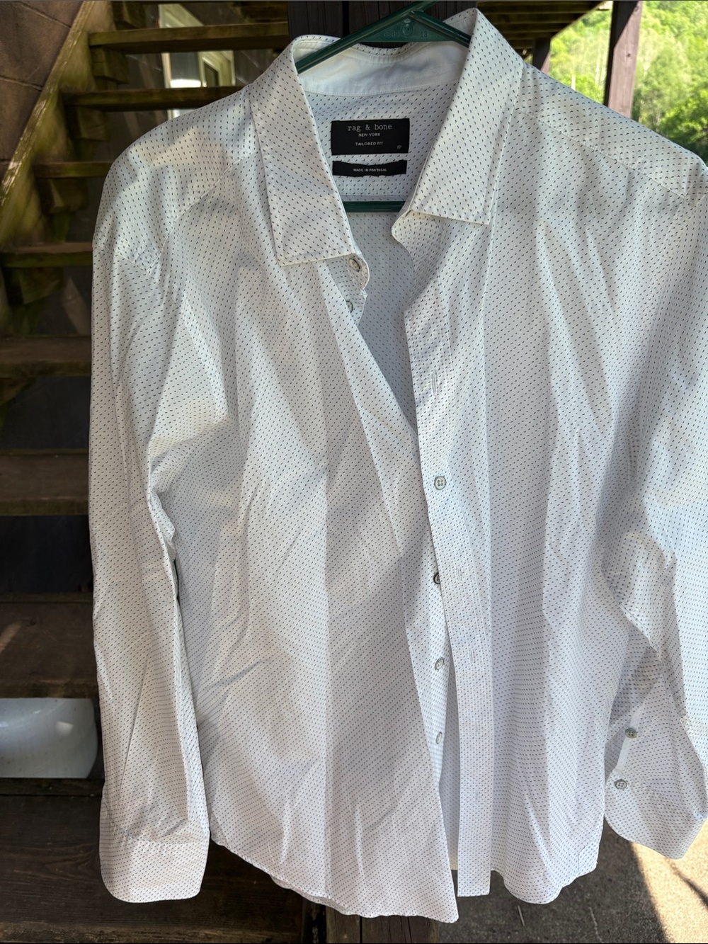 rag & bone White Micro-Dot Men's Dress Shirt